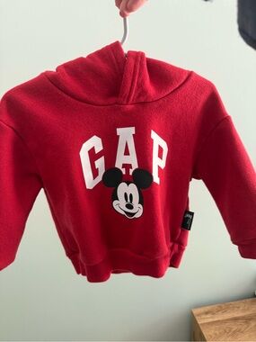 GAP Red Hoodie with Mickey Mouse Graphic